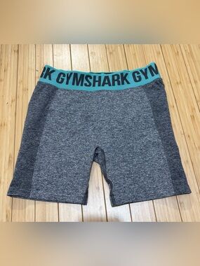 Gymshark Flex shorts. Charcoal marl with teal waistband.. Size S. No tag. EUC